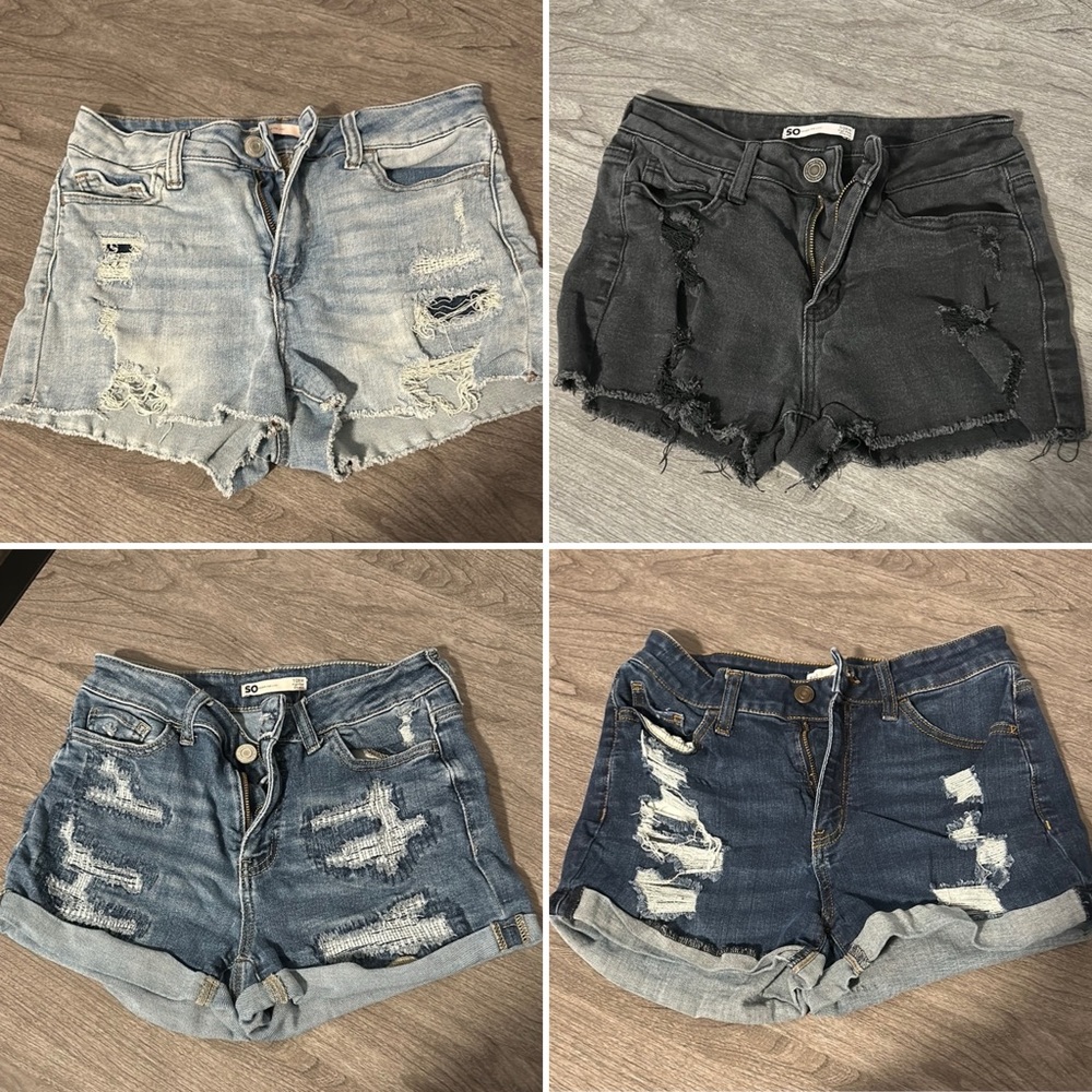 • SO • 4 pairs distressed jean shorts